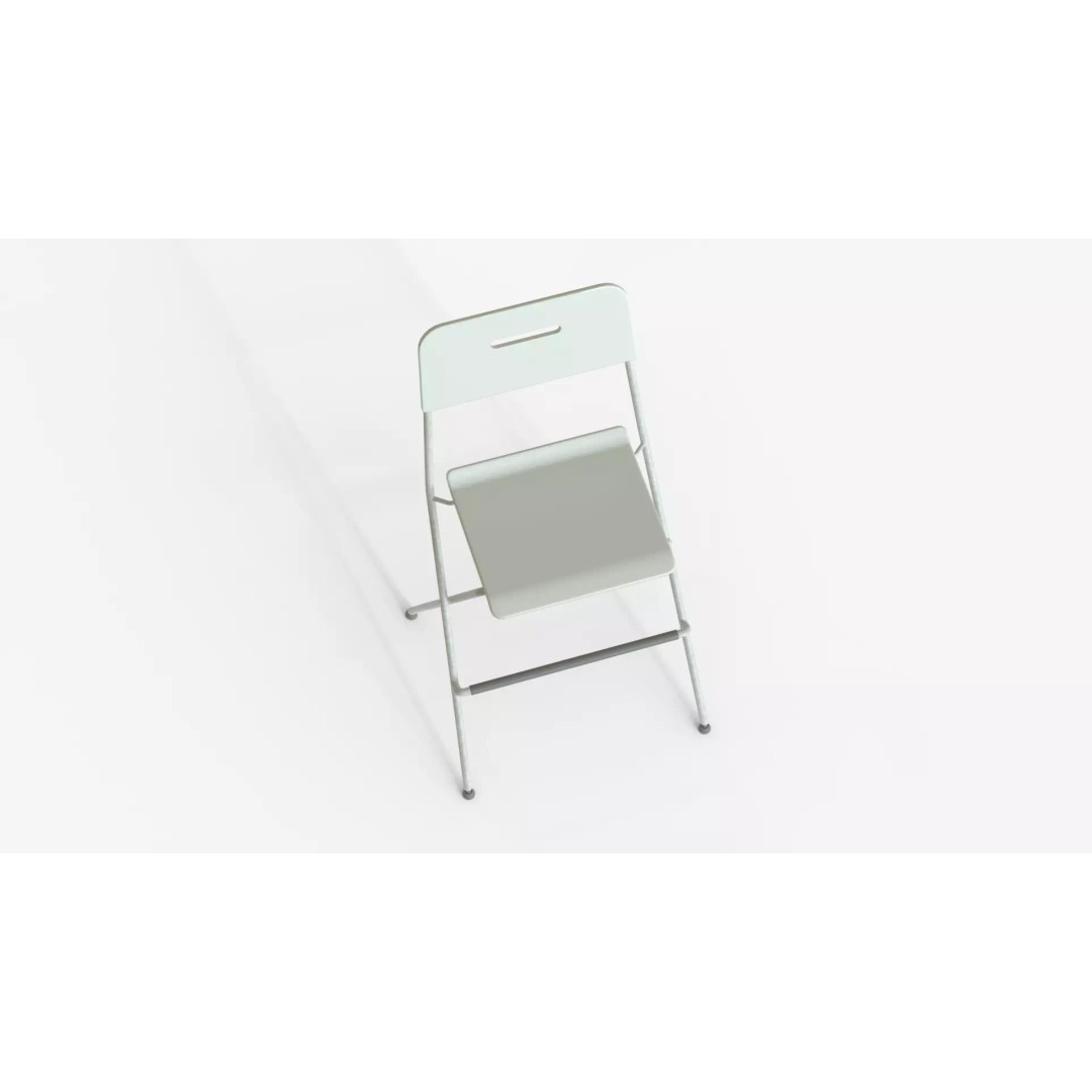 White Steel Folding Bar Chair 3D Model – PBR Textured, Game Ready Formats - View 7