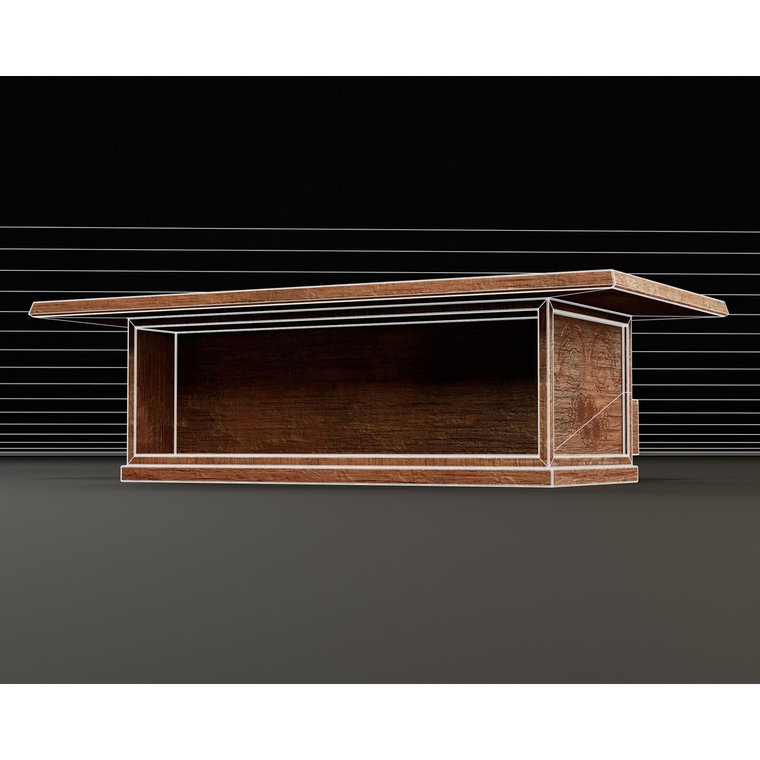 Japanese Shelf Table 3D Model – Low Poly Game Asset, FBX, OBJ