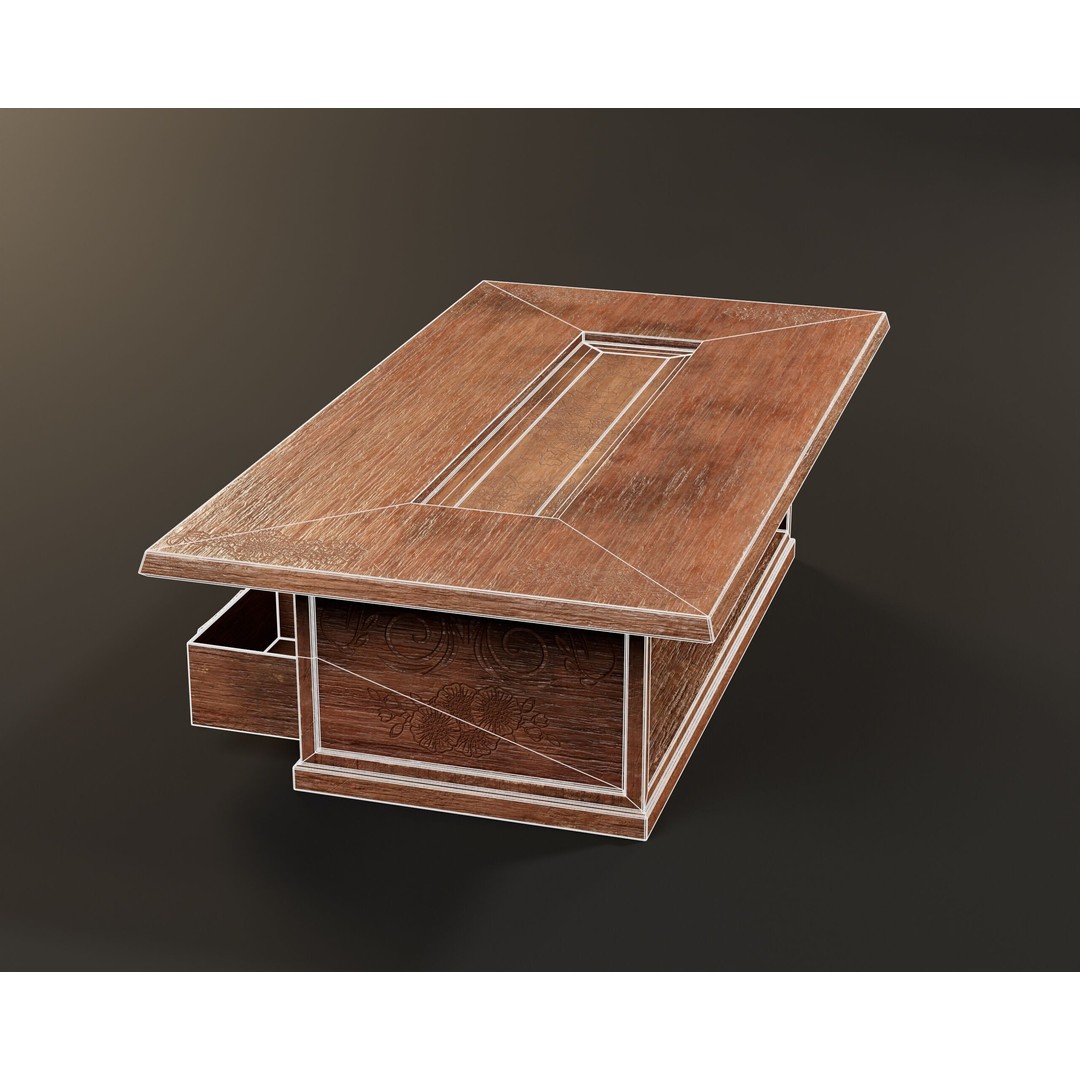 Japanese Shelf Table 3D Model – Low Poly Game Asset, FBX, OBJ - View 12