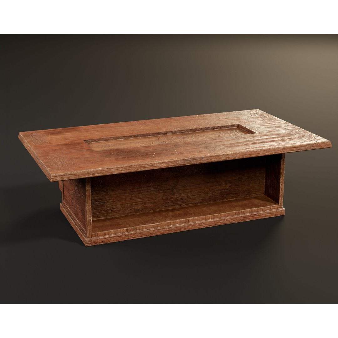 Japanese Shelf Table 3D Model – Low Poly Game Asset, FBX, OBJ - View 13