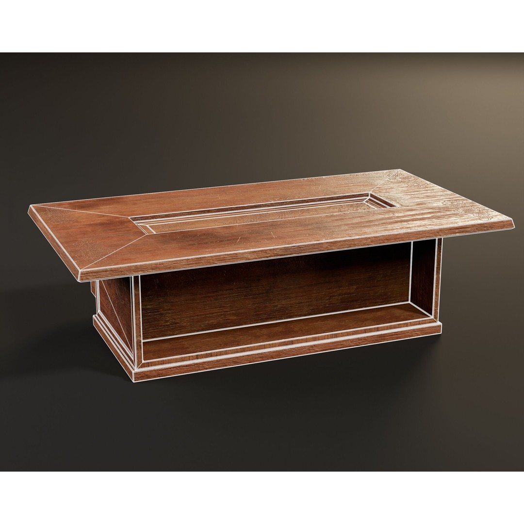 Japanese Shelf Table 3D Model – Low Poly Game Asset, FBX, OBJ - View 14