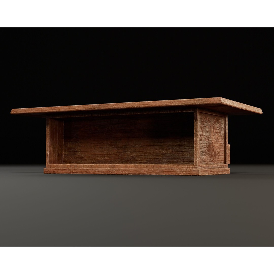 Japanese Shelf Table 3D Model – Low Poly Game Asset, FBX, OBJ - View 15