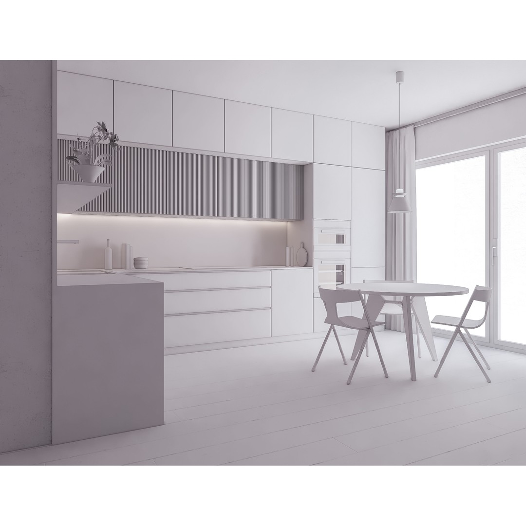 Modern Kitchen 3D Model – Low Poly PBR Interior Asset, FBX, OBJ - View 10
