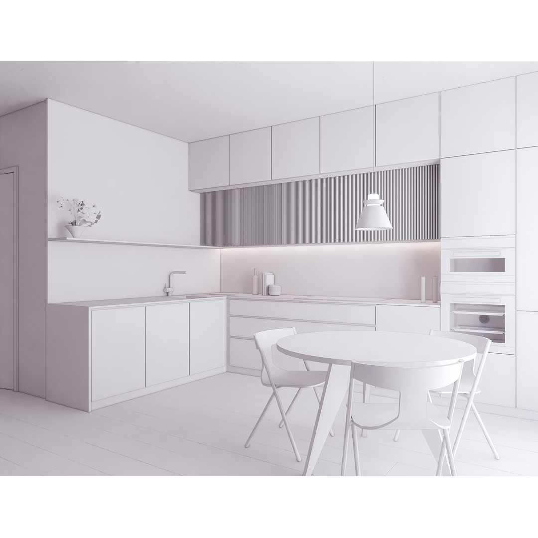Modern Kitchen 3D Model – Low Poly PBR Interior Asset, FBX, OBJ - View 11