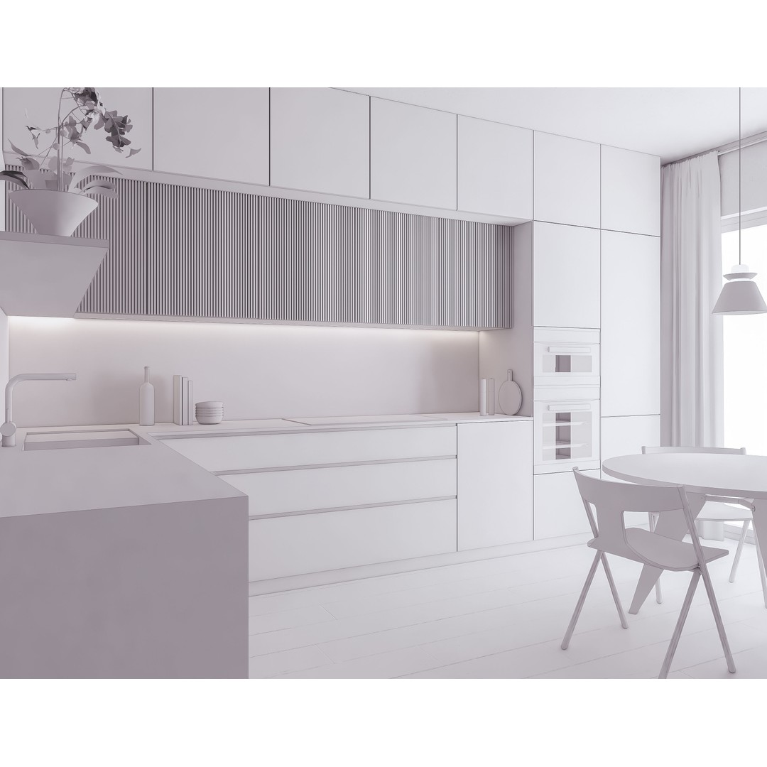 Modern Kitchen 3D Model – Low Poly PBR Interior Asset, FBX, OBJ - View 12