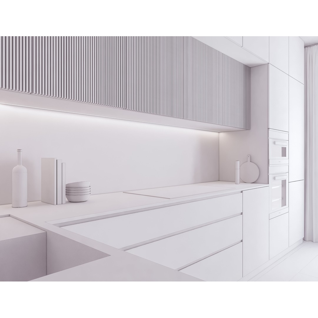 Modern Kitchen 3D Model – Low Poly PBR Interior Asset, FBX, OBJ - View 14