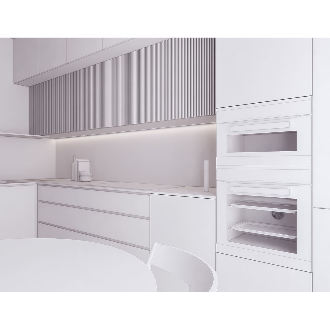 Modern Kitchen 3D Model – Low Poly PBR Interior Asset, FBX, OBJ - View 15