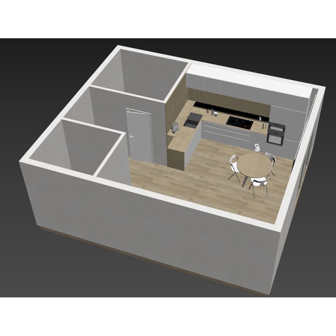 Modern Kitchen 3D Model – Low Poly PBR Interior Asset, FBX, OBJ - View 17