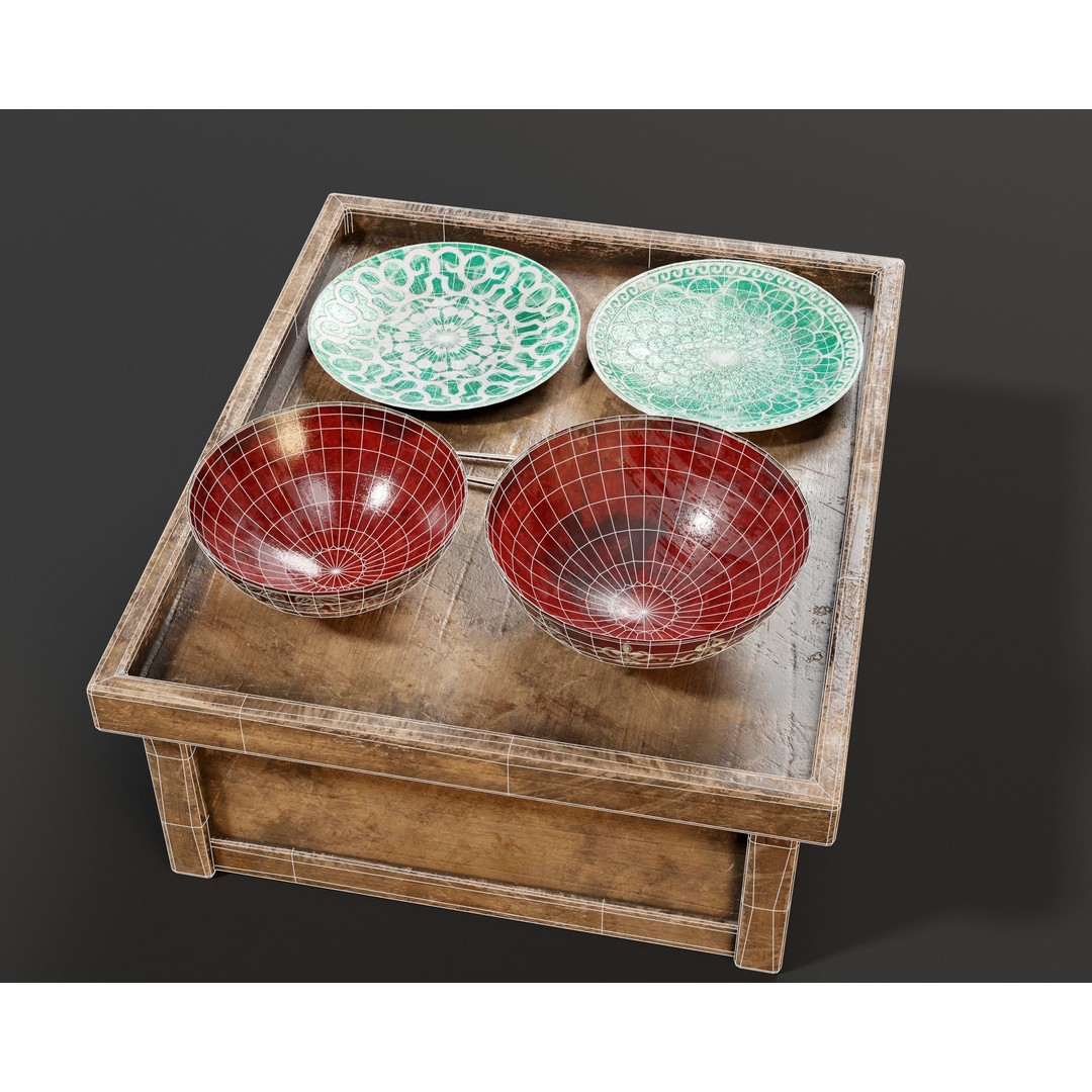 Hazoken Dining Set 3D Model – Low Poly PBR Tableware, FBX, OBJ - View 10