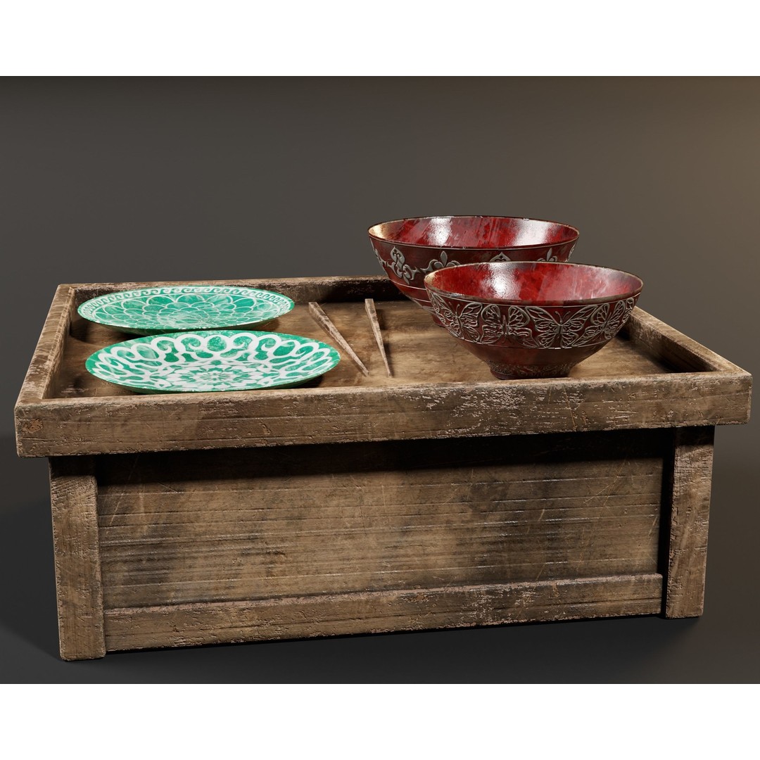 Hazoken Dining Set 3D Model – Low Poly PBR Tableware, FBX, OBJ - View 13