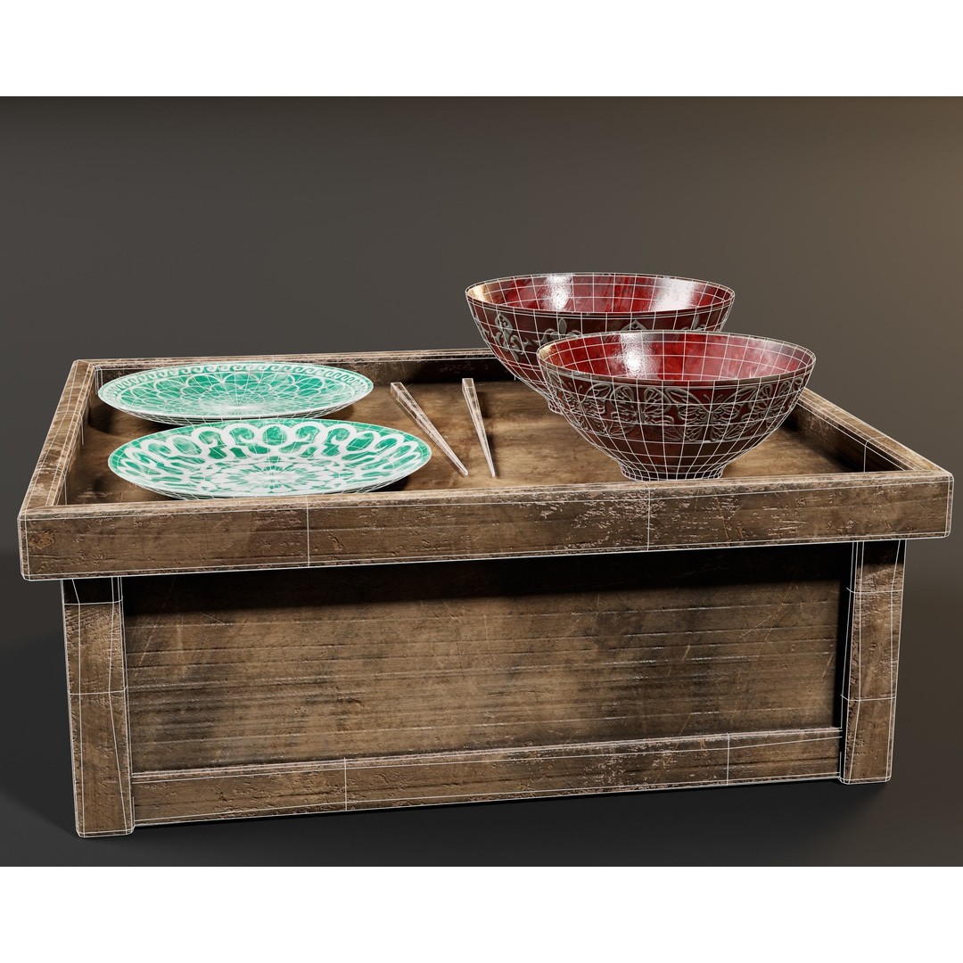 Hazoken Dining Set 3D Model – Low Poly PBR Tableware, FBX, OBJ - View 14