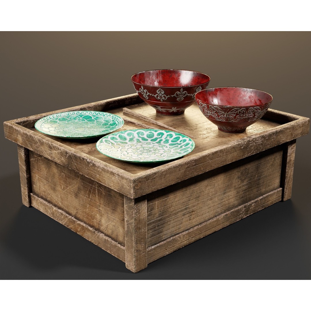 Hazoken Dining Set 3D Model – Low Poly PBR Tableware, FBX, OBJ - View 17