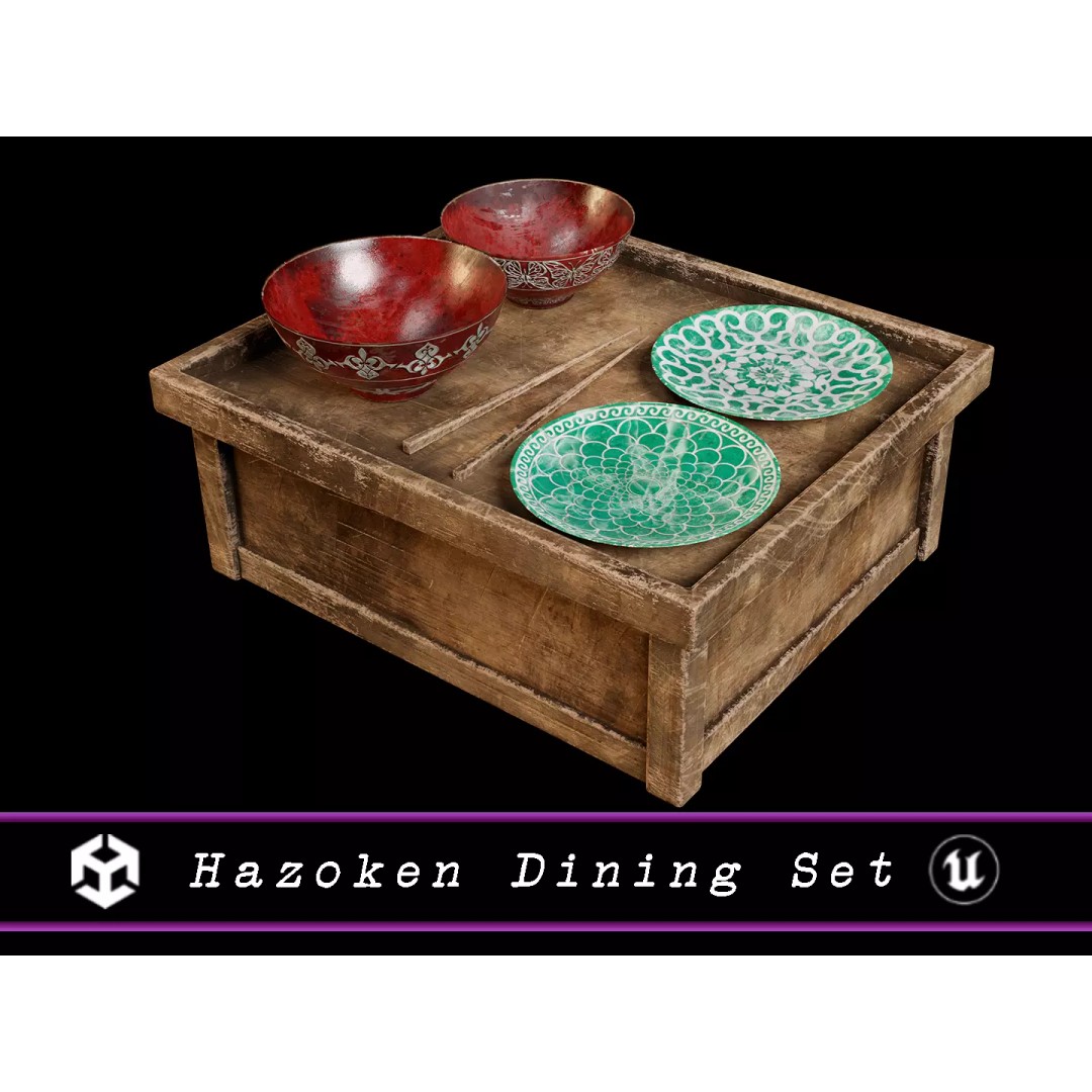 Hazoken Dining Set 3D Model – Low Poly PBR Tableware, FBX, OBJ - View 2