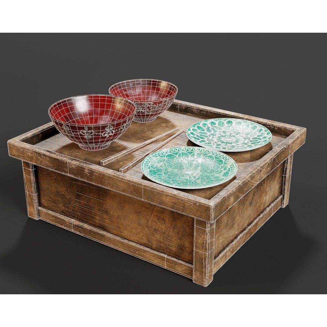 Hazoken Dining Set 3D Model – Low Poly PBR Tableware, FBX, OBJ - View 4