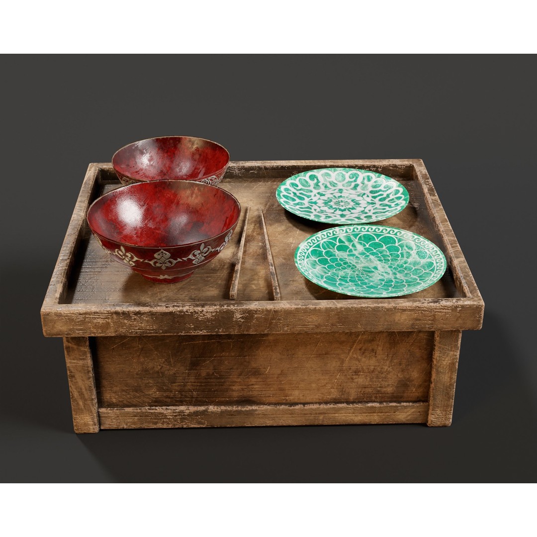Hazoken Dining Set 3D Model – Low Poly PBR Tableware, FBX, OBJ - View 5