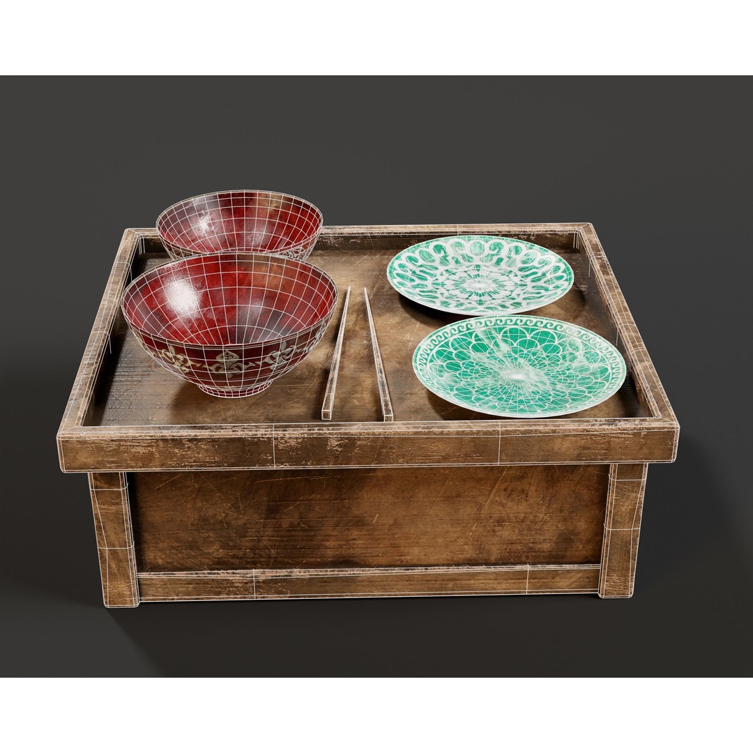 Hazoken Dining Set 3D Model – Low Poly PBR Tableware, FBX, OBJ - View 6