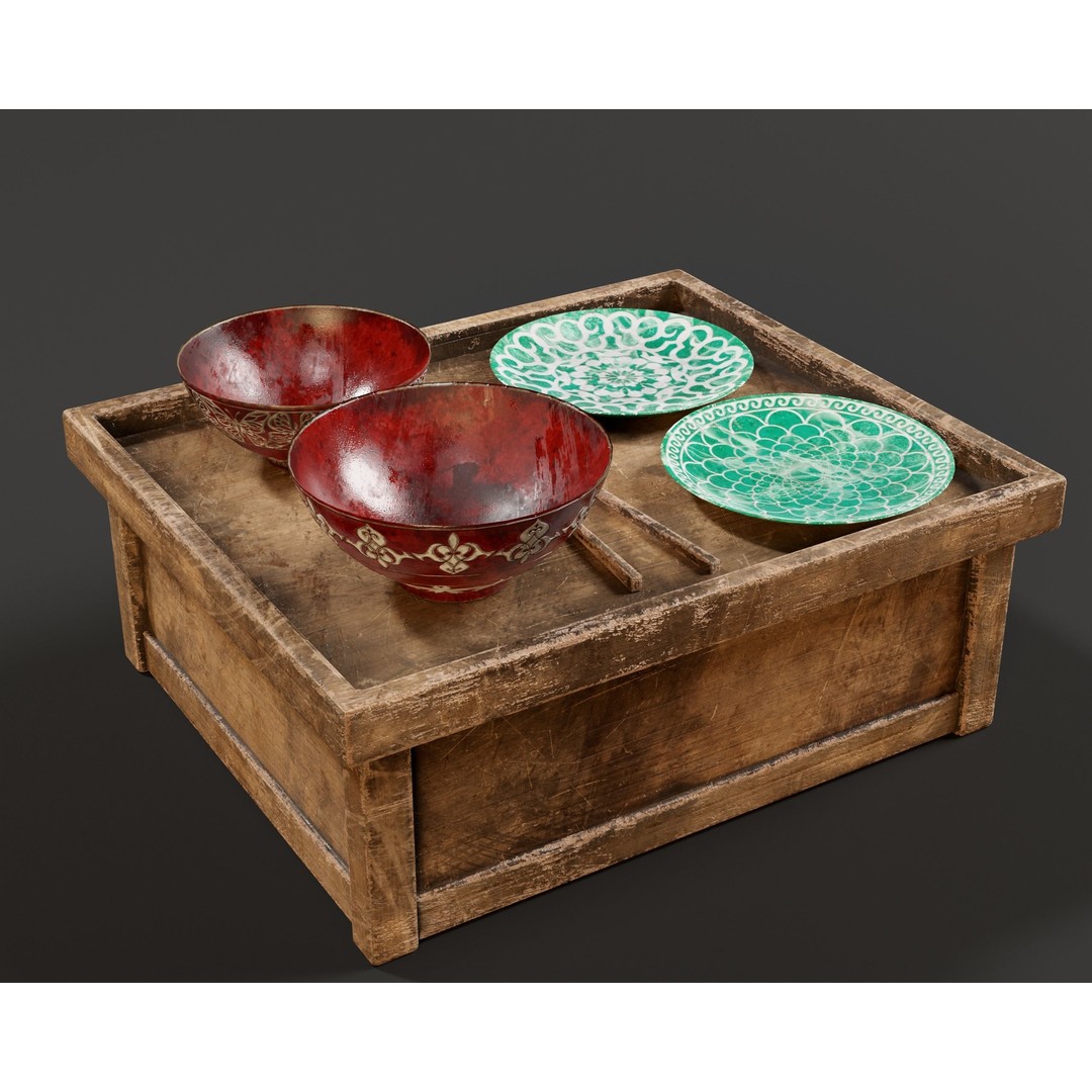 Hazoken Dining Set 3D Model – Low Poly PBR Tableware, FBX, OBJ - View 7