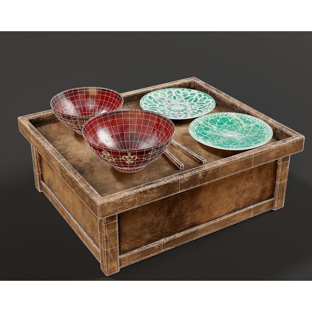 Hazoken Dining Set 3D Model – Low Poly PBR Tableware, FBX, OBJ - View 8