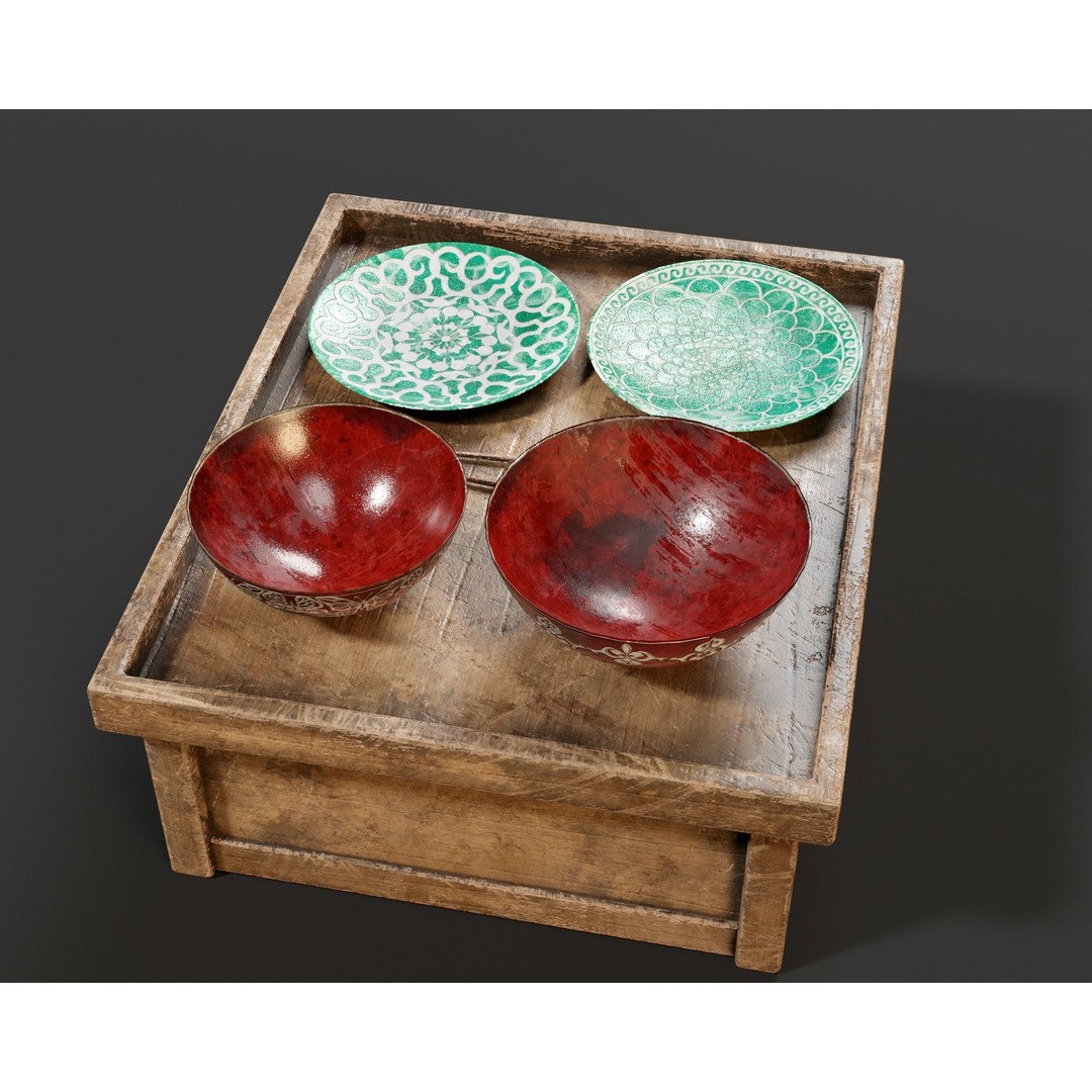 Hazoken Dining Set 3D Model – Low Poly PBR Tableware, FBX, OBJ - View 9