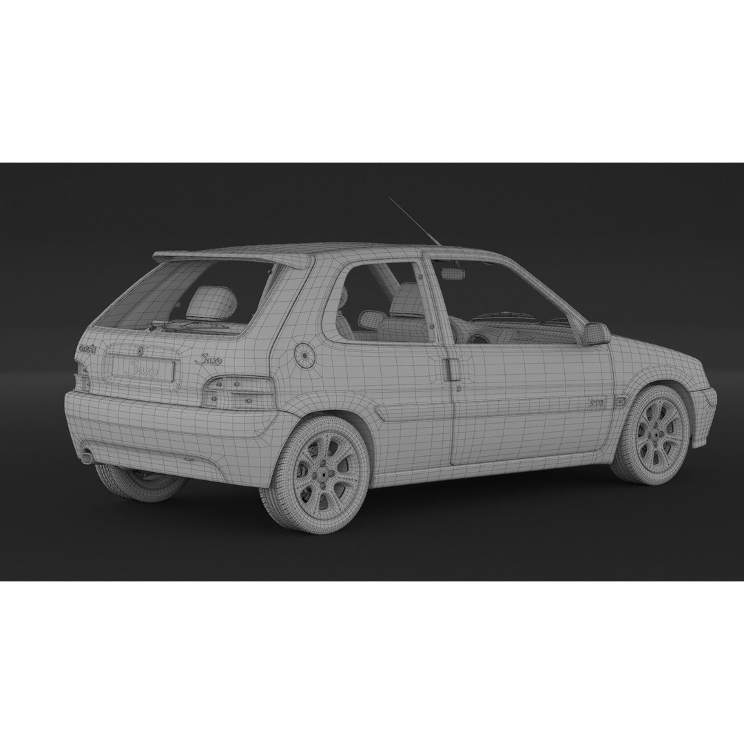 Citroen Saxo VTS 3D Model – High Poly Game Asset, FBX, OBJ - View 10