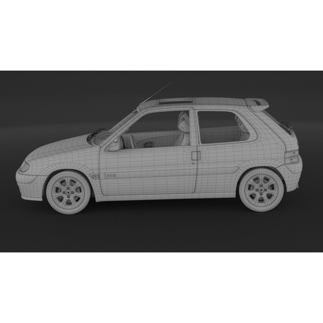 Citroen Saxo VTS 3D Model – High Poly Game Asset, FBX, OBJ - View 11