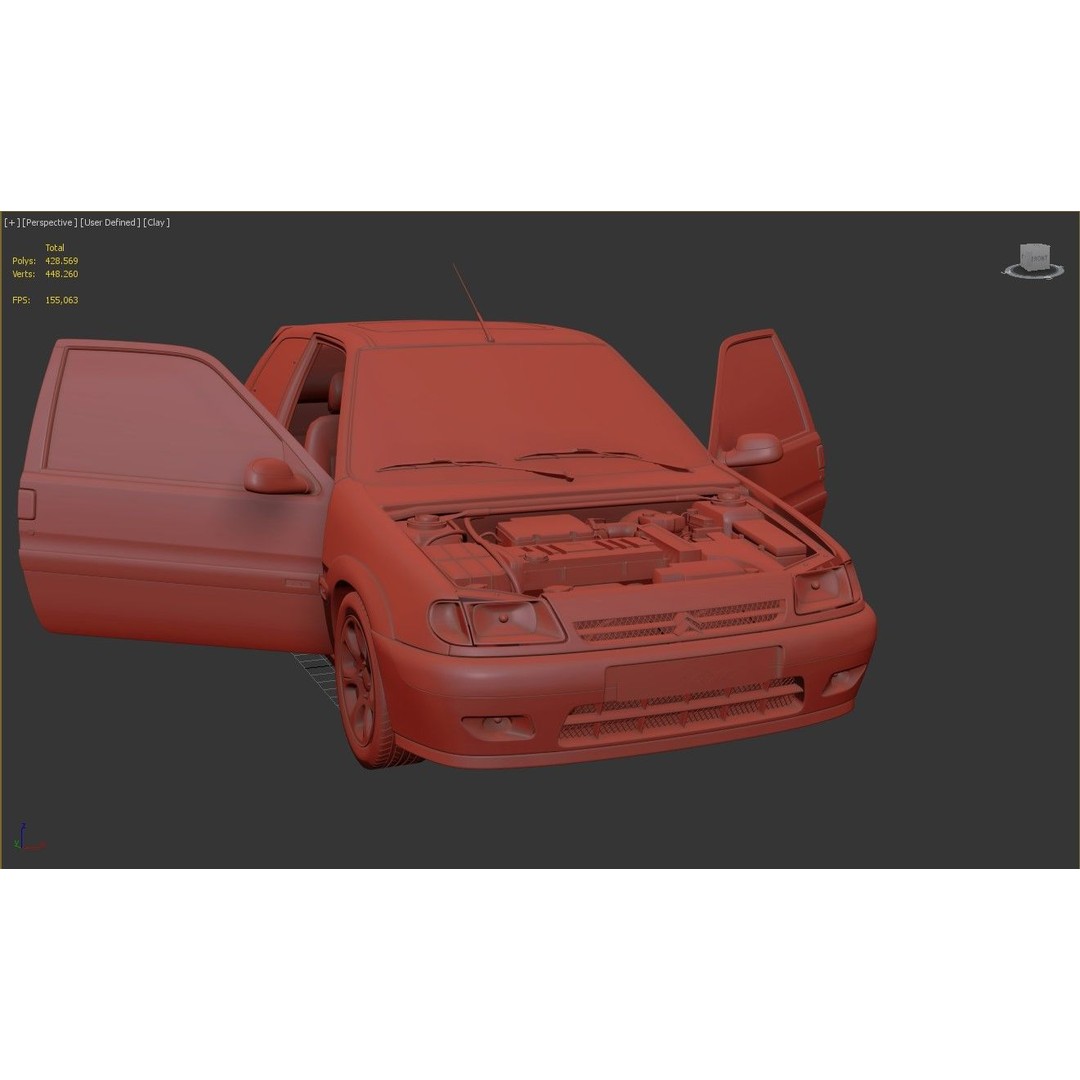 Citroen Saxo VTS 3D Model – High Poly Game Asset, FBX, OBJ - View 13