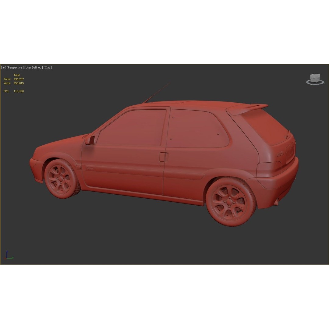 Citroen Saxo VTS 3D Model – High Poly Game Asset, FBX, OBJ - View 16