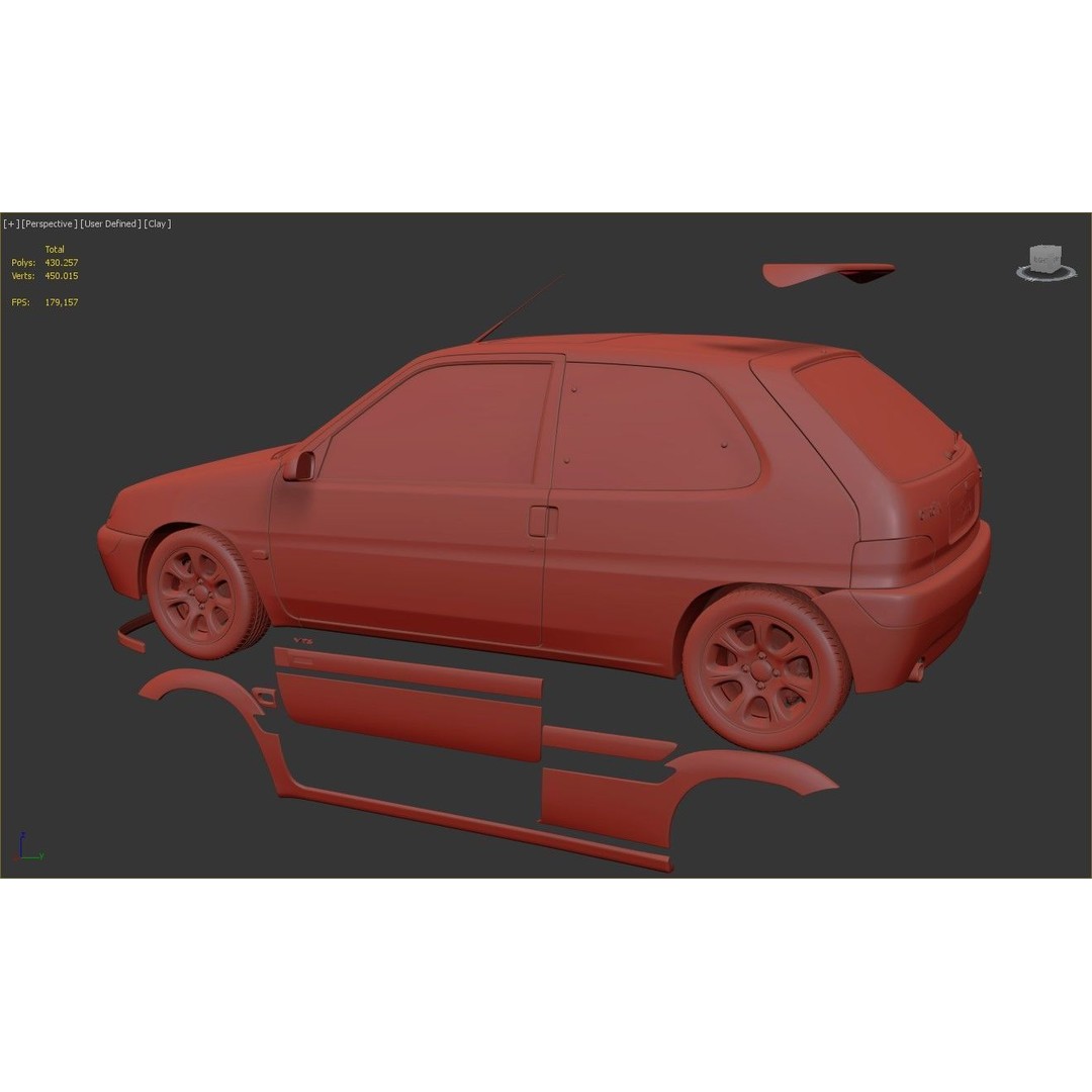 Citroen Saxo VTS 3D Model – High Poly Game Asset, FBX, OBJ - View 17