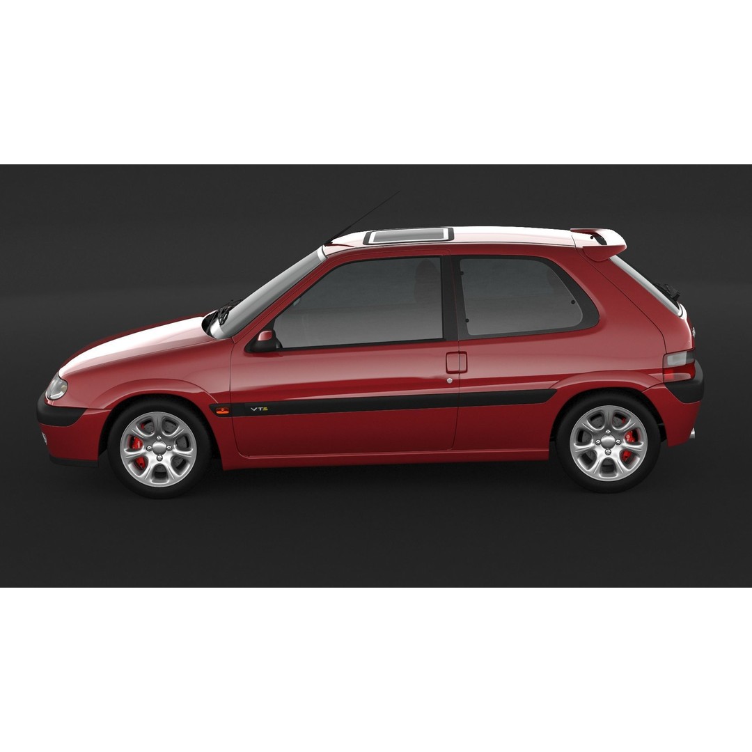 Citroen Saxo VTS 3D Model – High Poly Game Asset, FBX, OBJ - View 6
