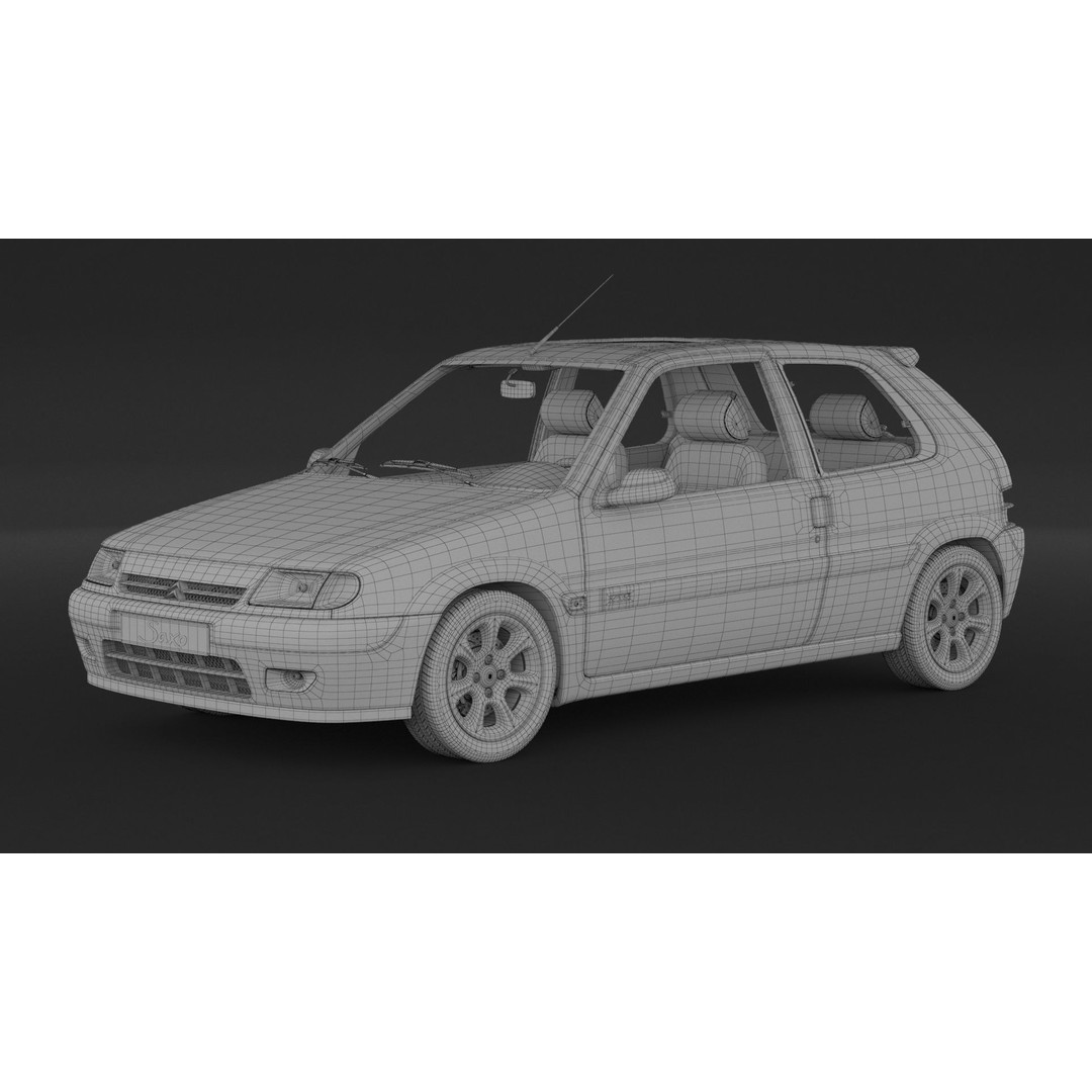 Citroen Saxo VTS 3D Model – High Poly Game Asset, FBX, OBJ - View 9