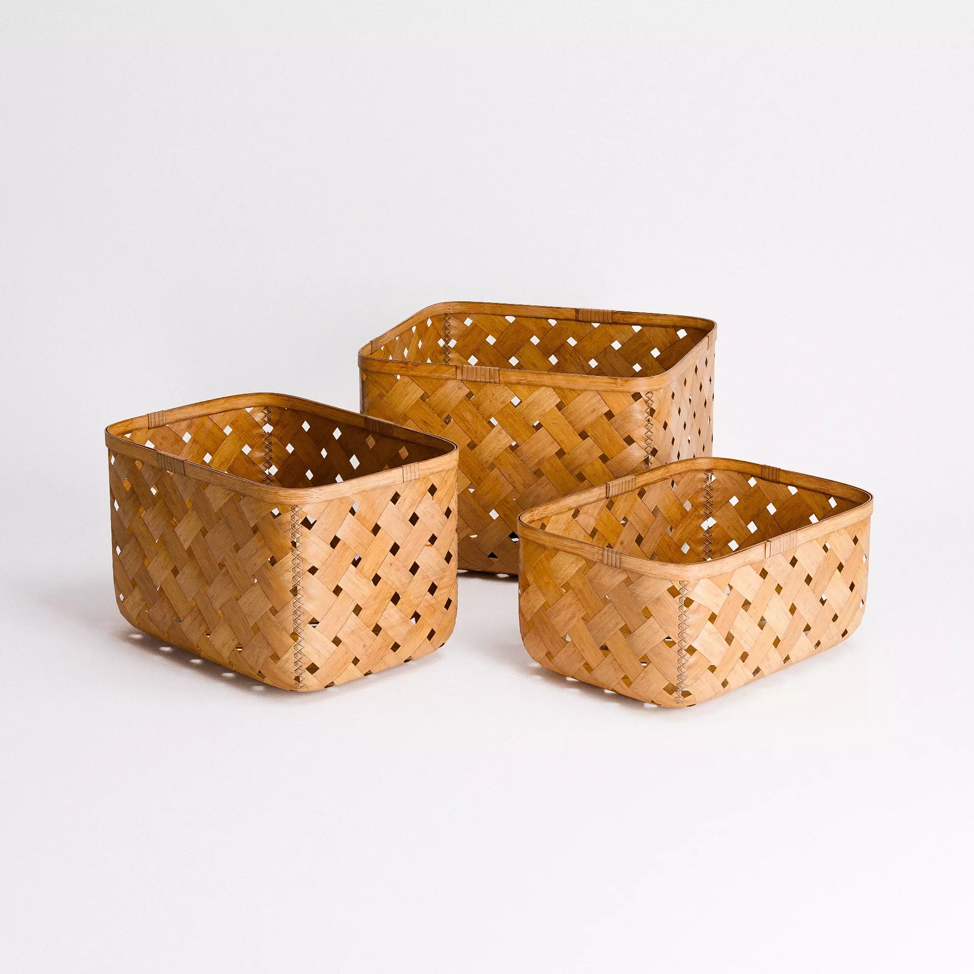 Bamboo Weave Basket Set - Low-Poly Game-Ready 3D Model - View 2