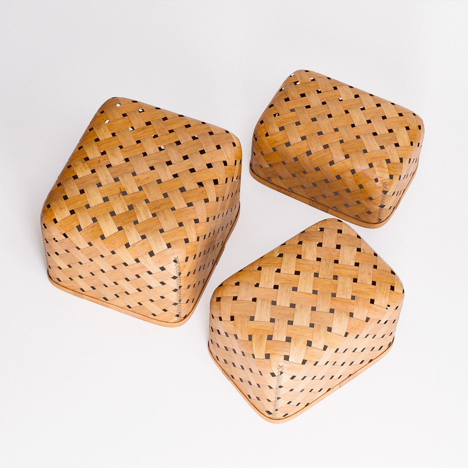 Bamboo Weave Basket Set - Low-Poly Game-Ready 3D Model - View 5