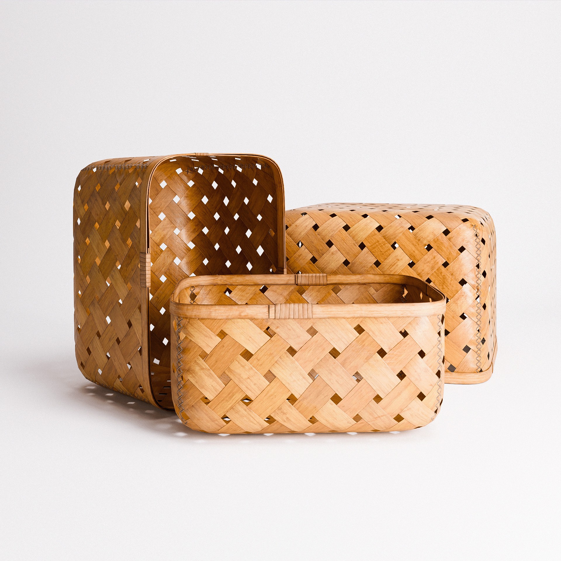 Bamboo Weave Basket Set - Low-Poly Game-Ready 3D Model - View 6