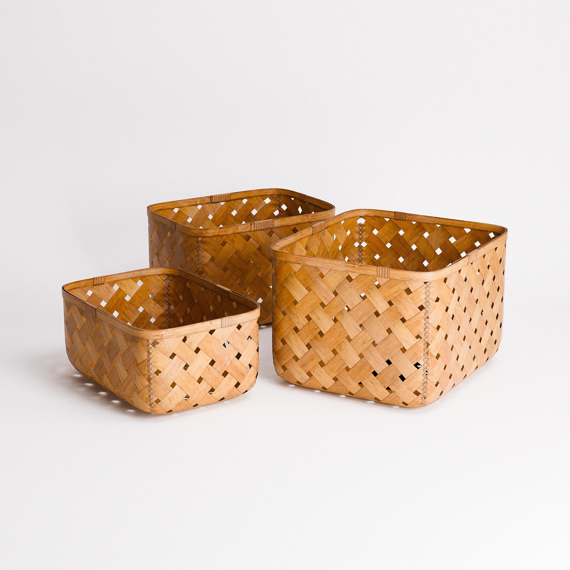 Bamboo Weave Basket Set - Low-Poly Game-Ready 3D Model - View 7