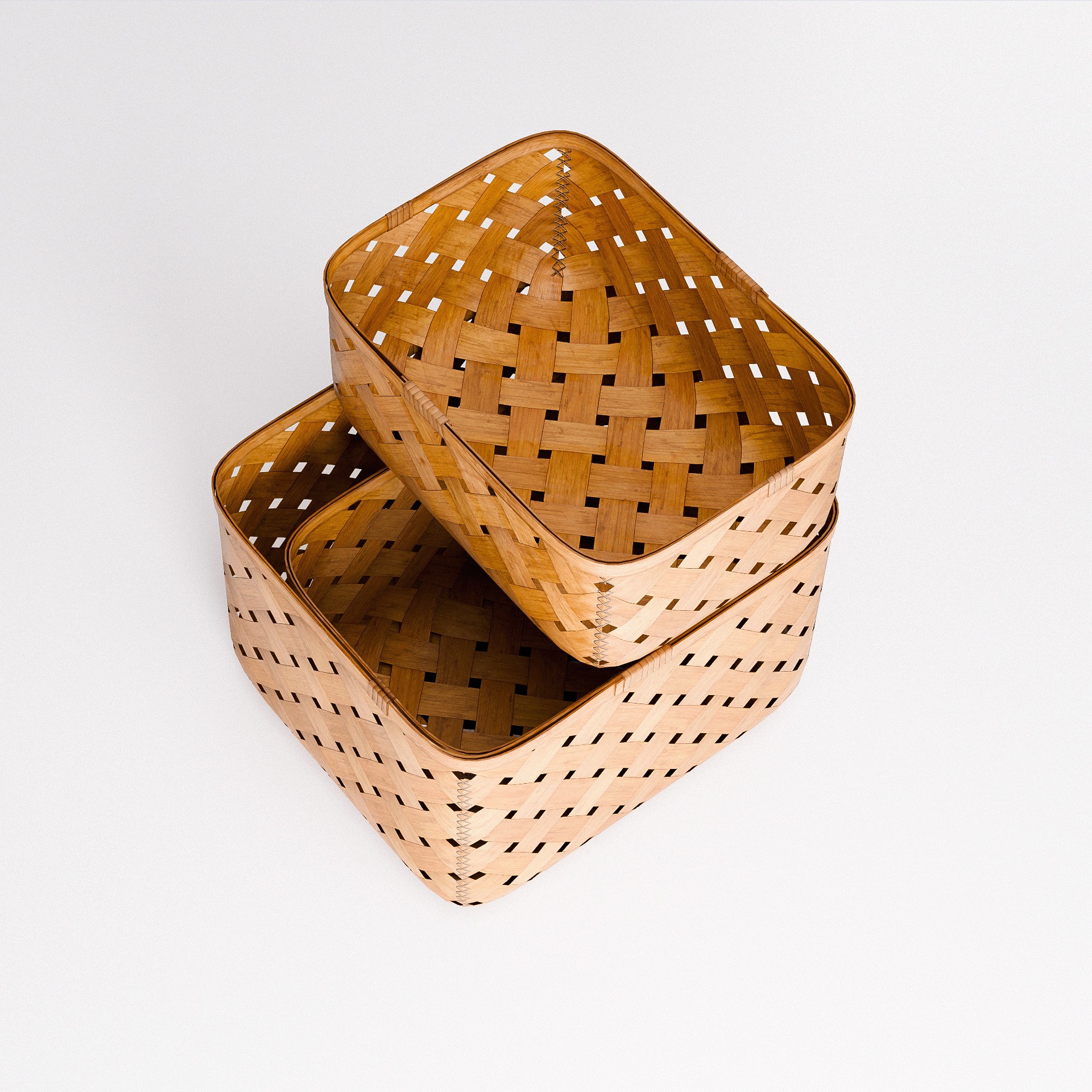 Bamboo Weave Basket Set - Low-Poly Game-Ready 3D Model - View 8