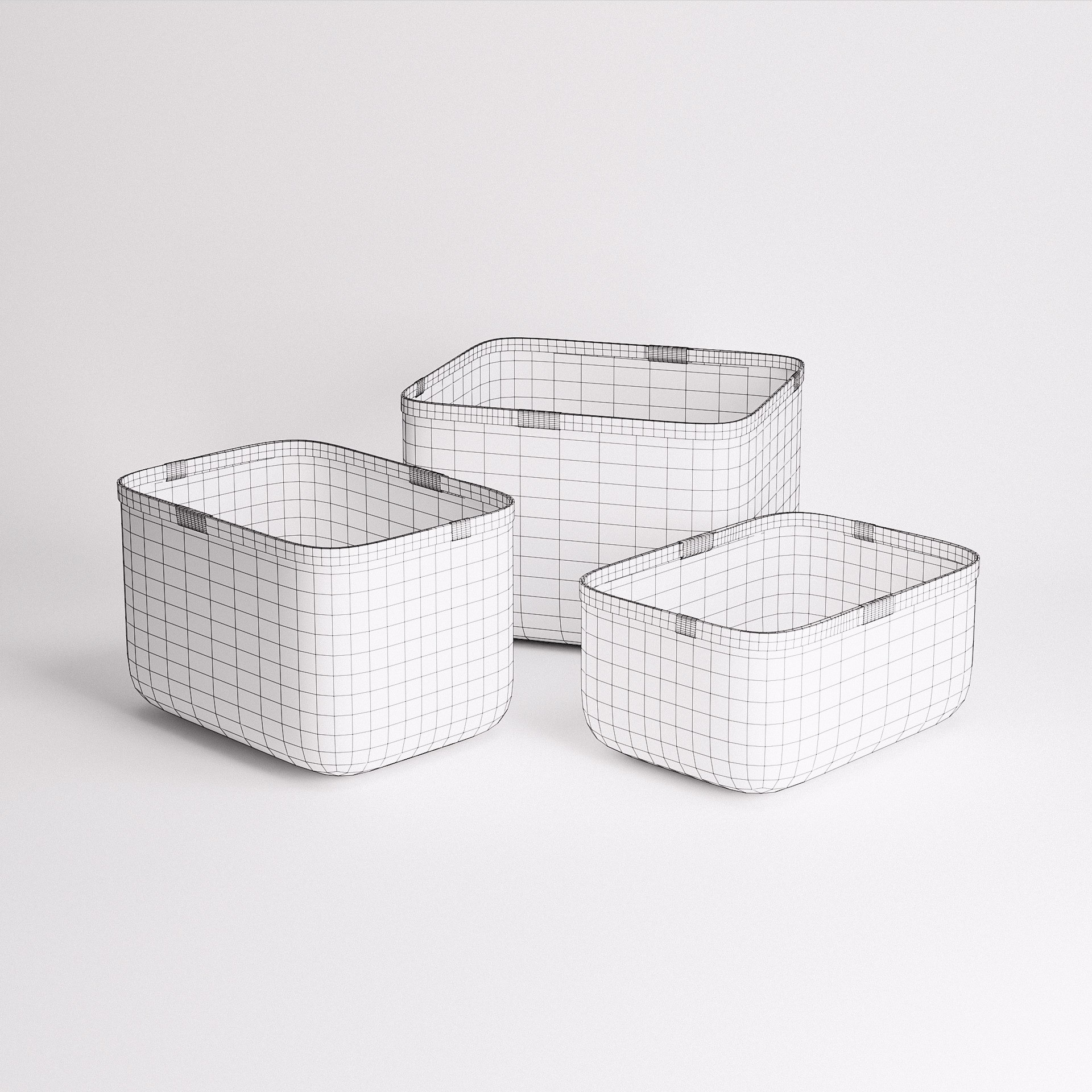 Bamboo Weave Basket Set - Low-Poly Game-Ready 3D Model - View 9