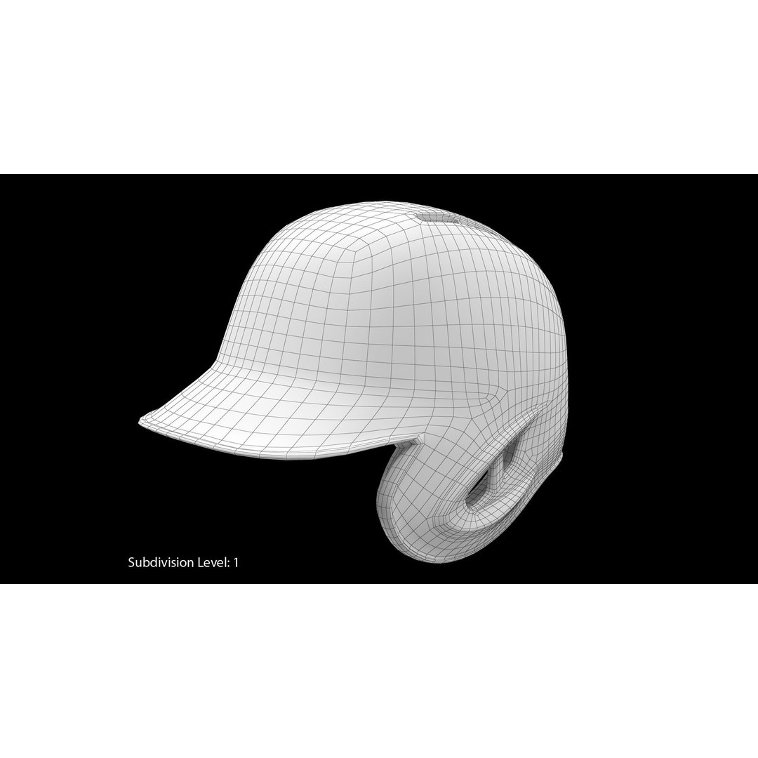 Baseball Helmet 3D Model – Low Poly Black Design for Games - View 4