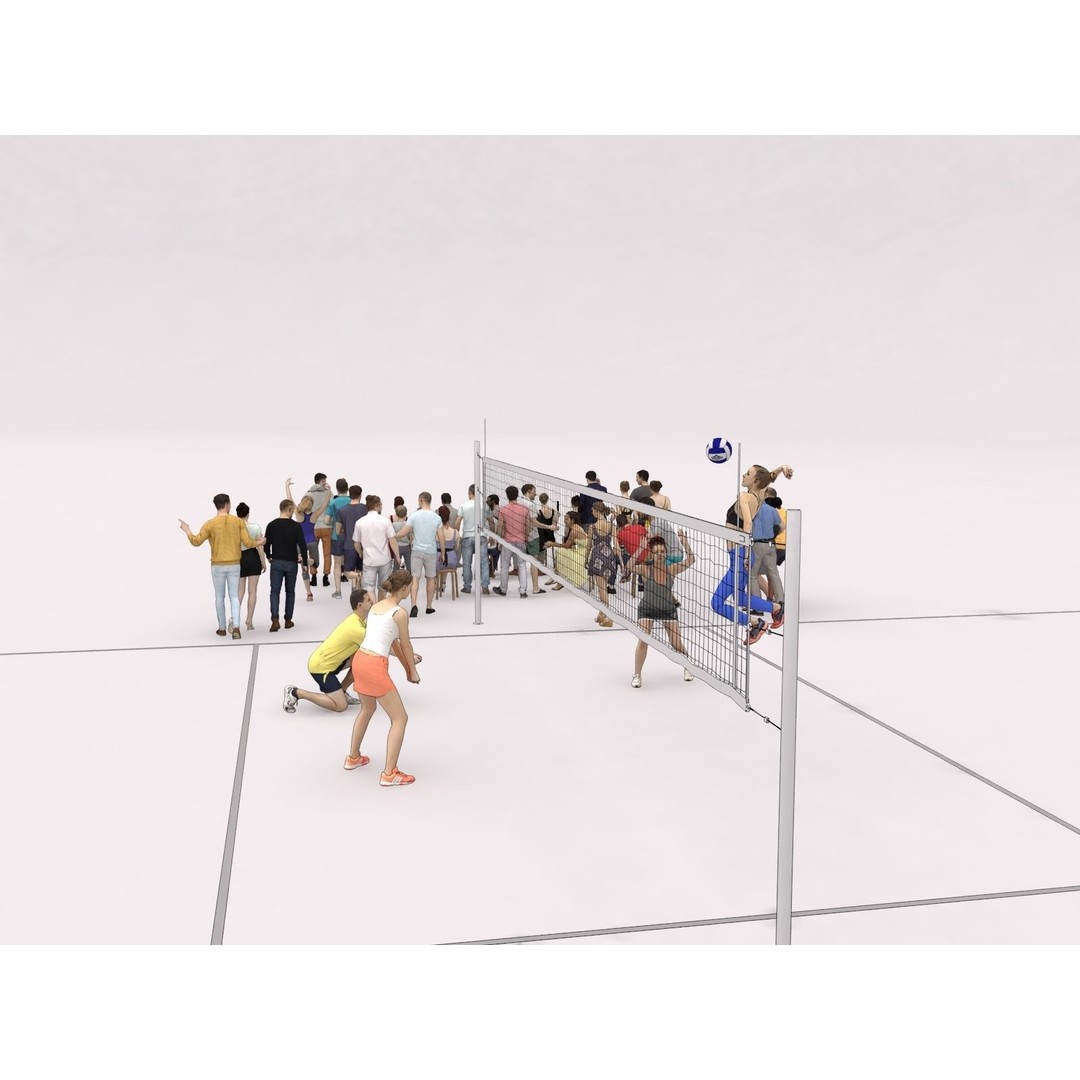 Crowd Scanned Sports 3D Model – Low Poly Sitting Characters, FBX & OBJ - View 10