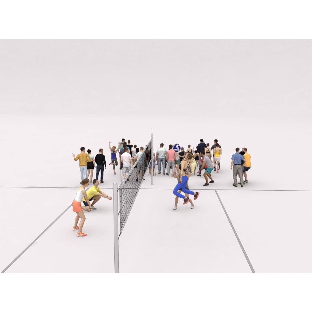 Crowd Scanned Sports 3D Model – Low Poly Sitting Characters, FBX & OBJ - View 11