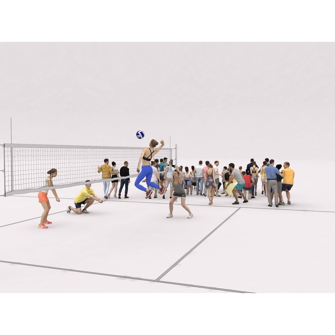 Crowd Scanned Sports 3D Model – Low Poly Sitting Characters, FBX & OBJ - View 12