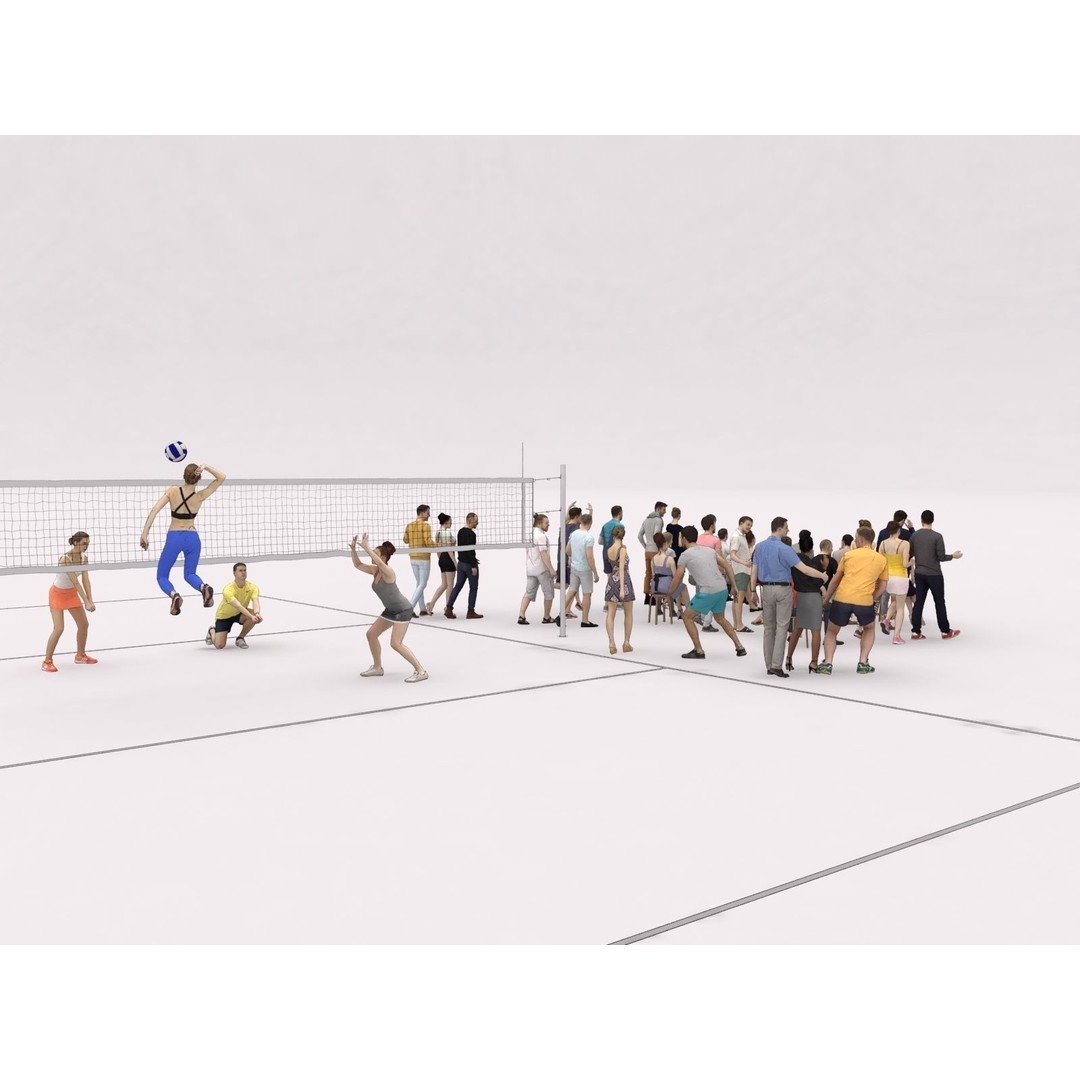 Crowd Scanned Sports 3D Model – Low Poly Sitting Characters, FBX & OBJ - View 13