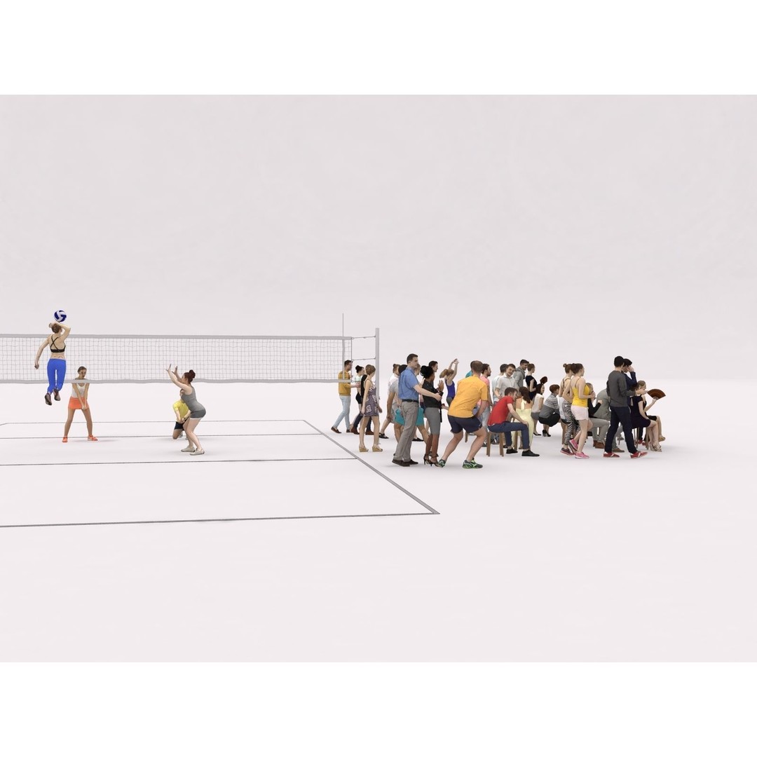 Crowd Scanned Sports 3D Model – Low Poly Sitting Characters, FBX & OBJ - View 14