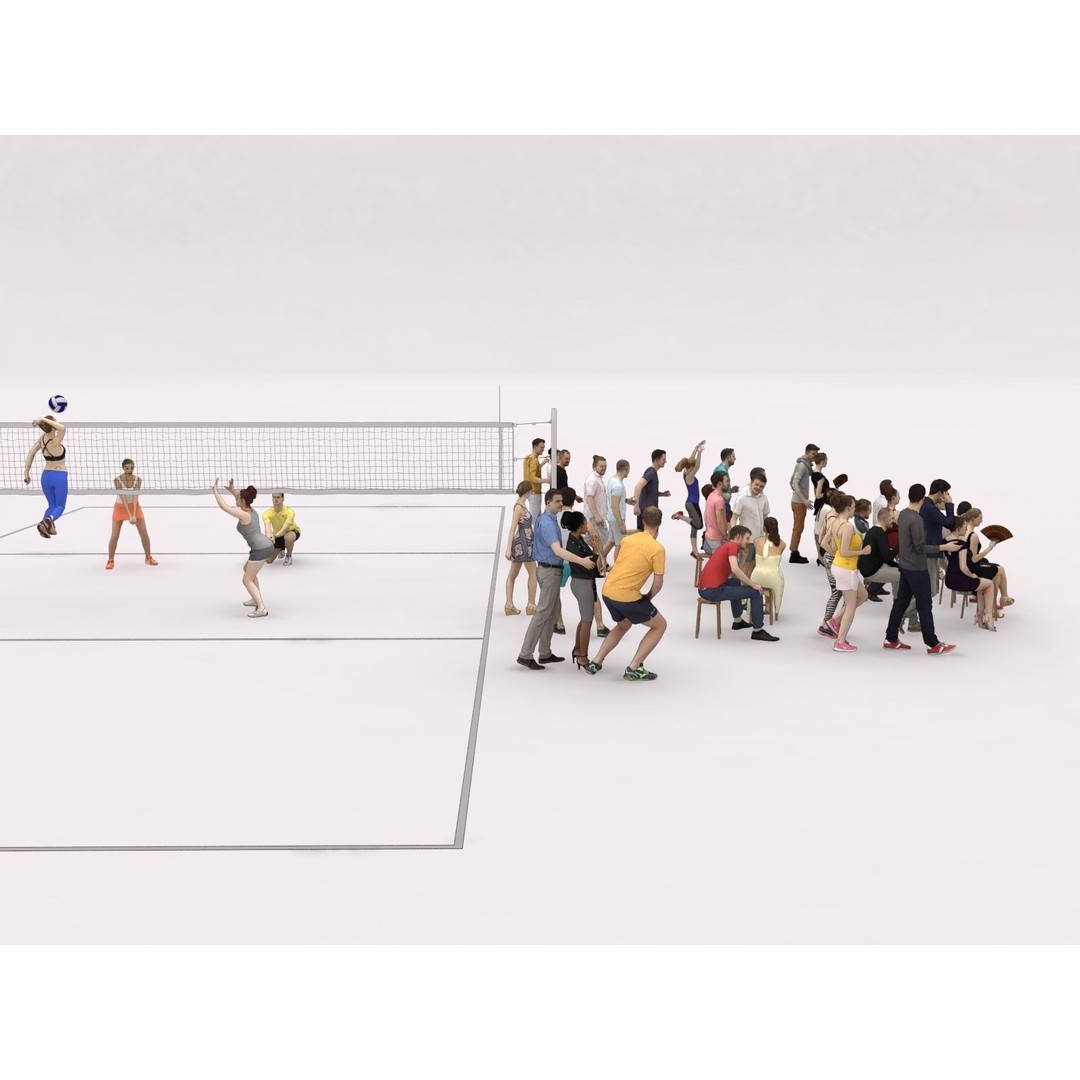 Crowd Scanned Sports 3D Model – Low Poly Sitting Characters, FBX & OBJ - View 15