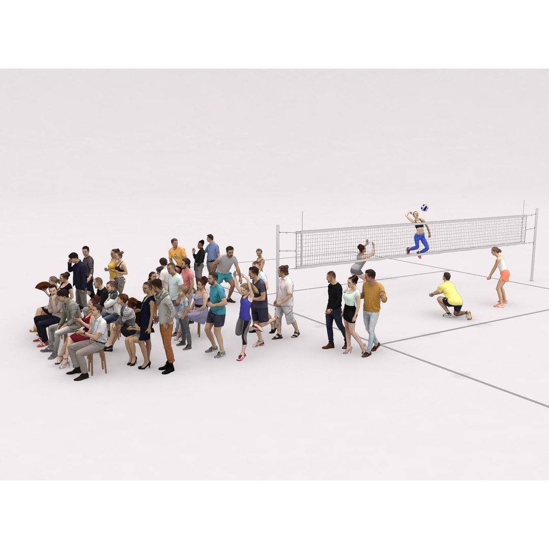 Crowd Scanned Sports 3D Model – Low Poly Sitting Characters, FBX & OBJ - View 6