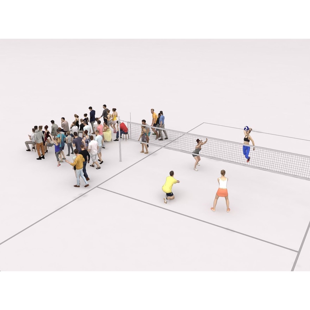 Crowd Scanned Sports 3D Model – Low Poly Sitting Characters, FBX & OBJ - View 7