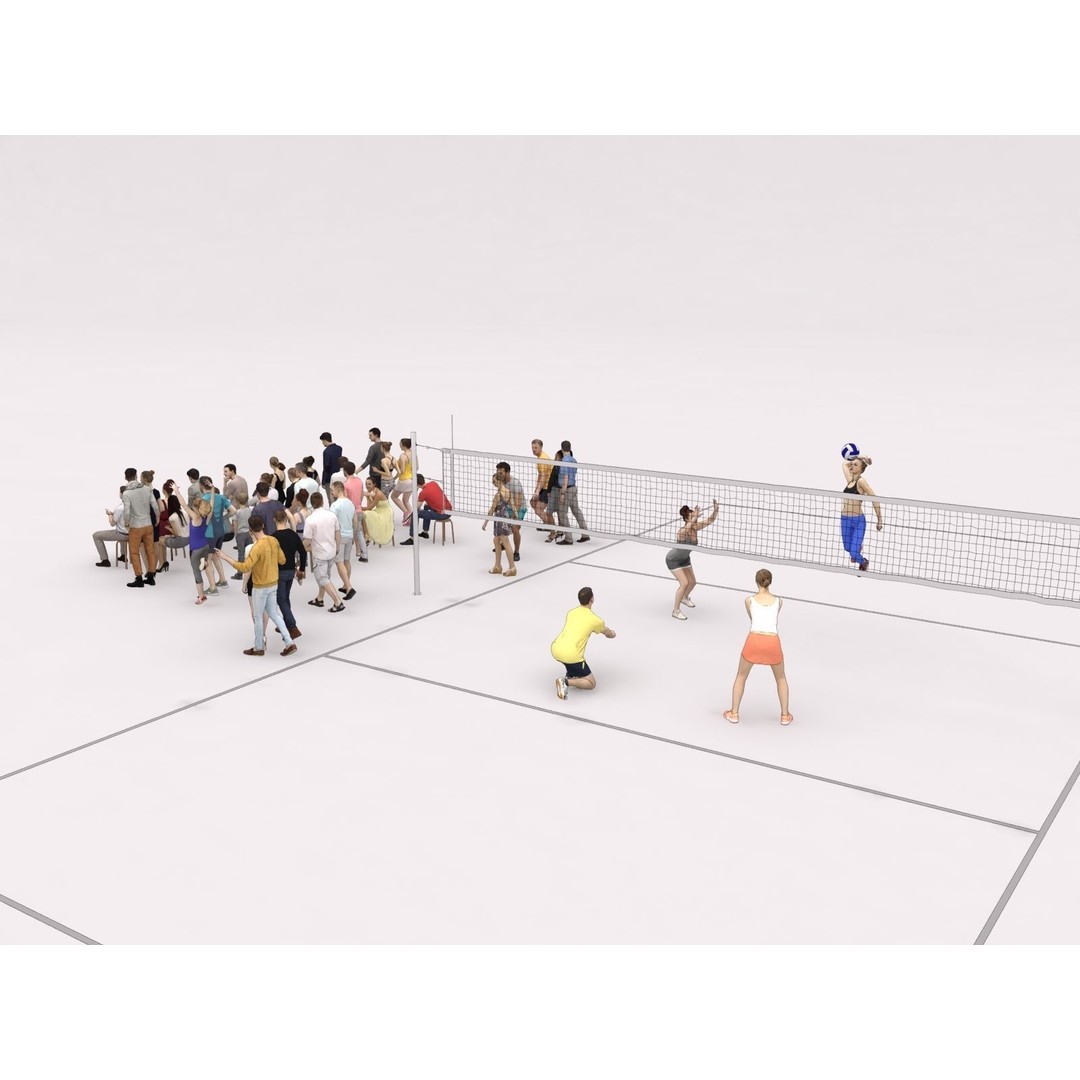 Crowd Scanned Sports 3D Model – Low Poly Sitting Characters, FBX & OBJ - View 8