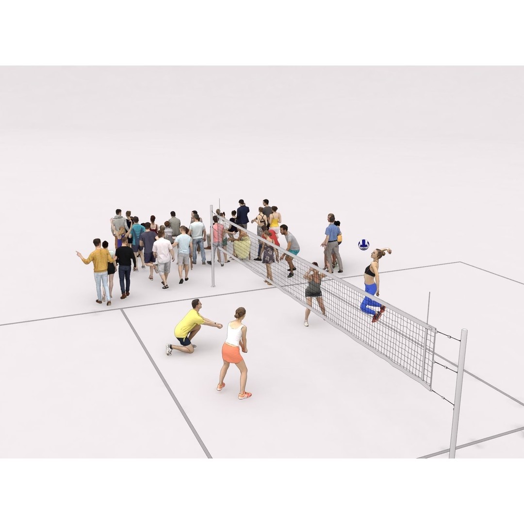 Crowd Scanned Sports 3D Model – Low Poly Sitting Characters, FBX & OBJ - View 9