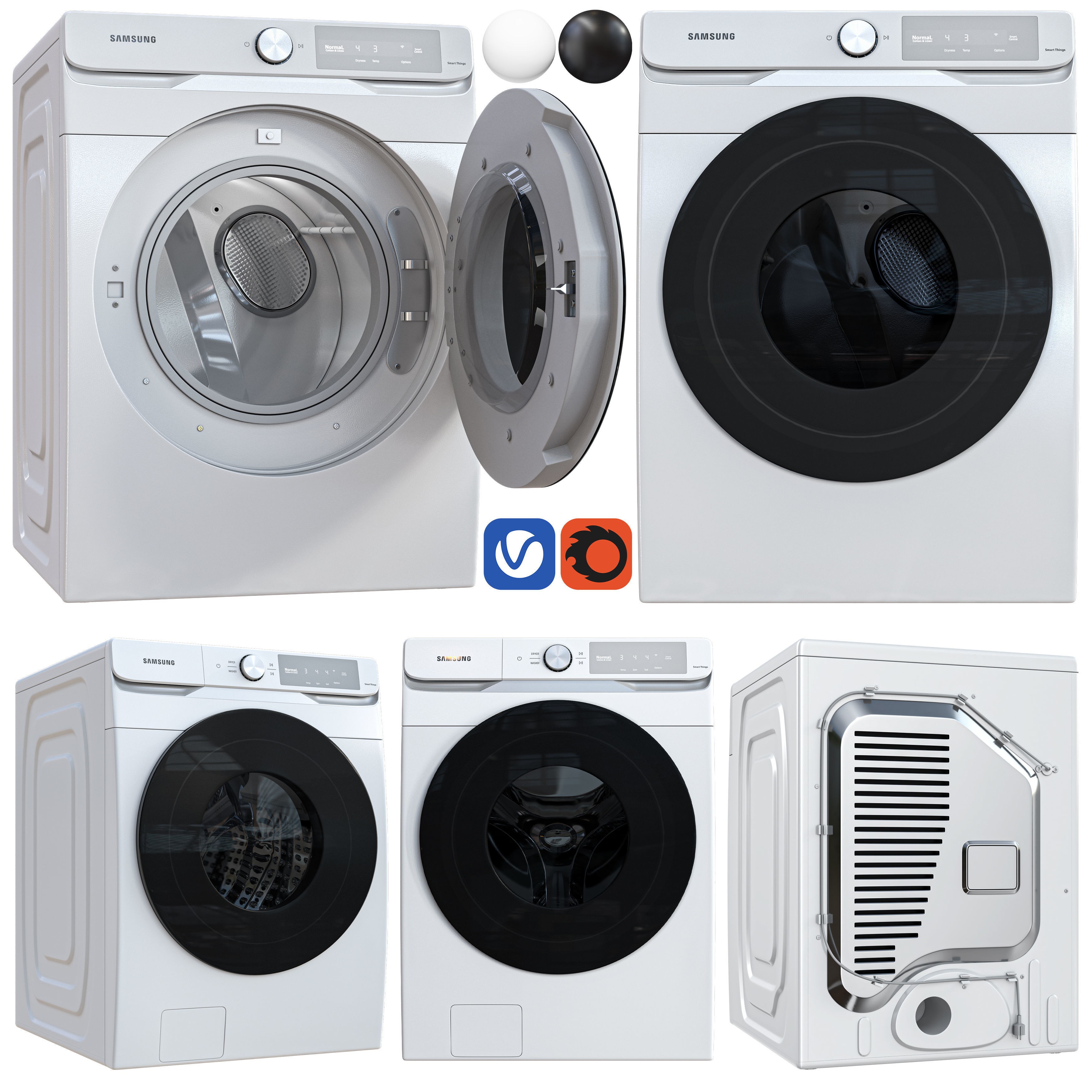 Samsung Washing Machine & Dryer - Game-Ready 3D Model - View 3