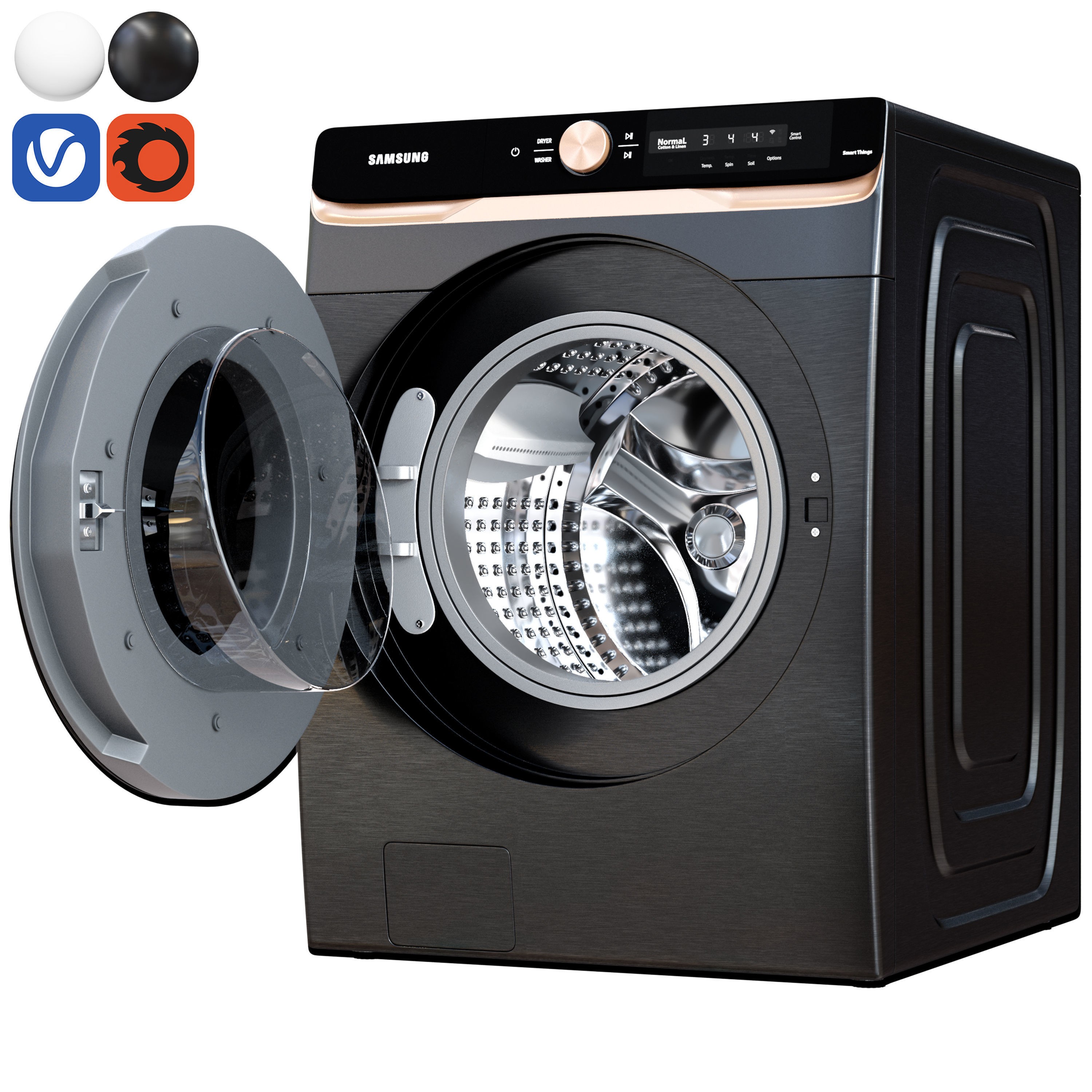 Samsung Washing Machine & Dryer - Game-Ready 3D Model - View 6