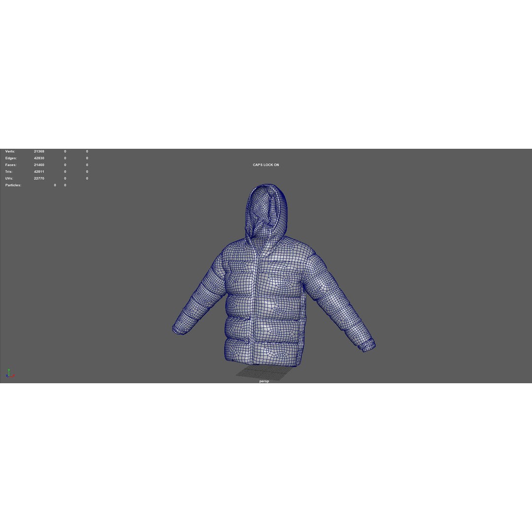 Winter Jacket 3D Model – Low Poly Fashion Coat, PBR Textures - View 10